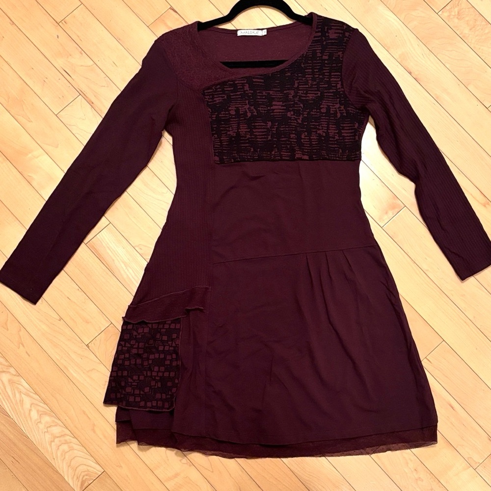 Maloka Burgundy Long Sleeve Mini Dress